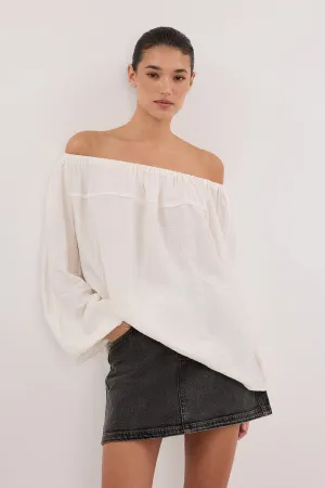 SHANIYA CREAM MARLE SLEEVED TOP