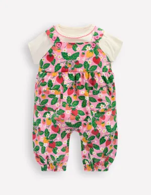 Short Sleeve Dungaree Set-Strawberry Patch