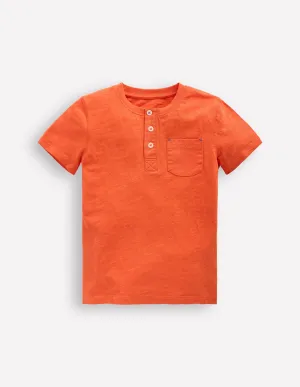 Short Sleeve Henley T-Shirt-Orange