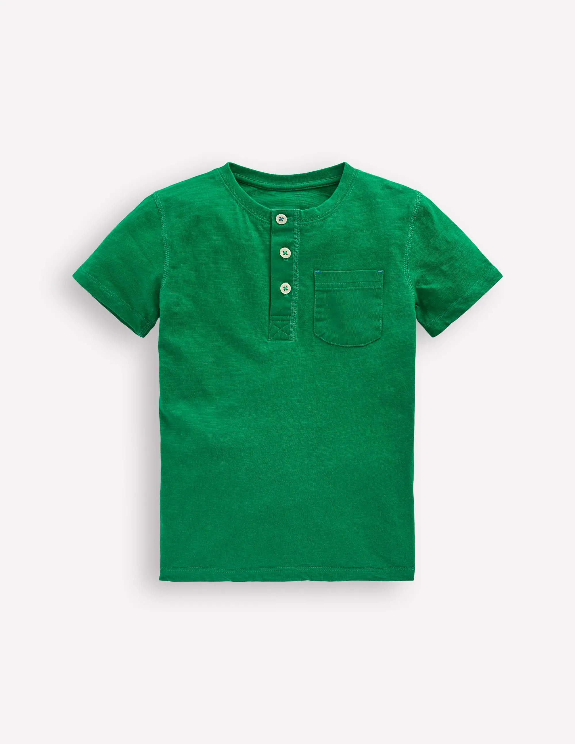Short Sleeve Henley T-Shirt-Rich Emerald