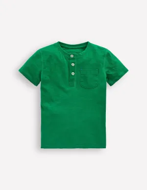 Short Sleeve Henley T-Shirt-Rich Emerald