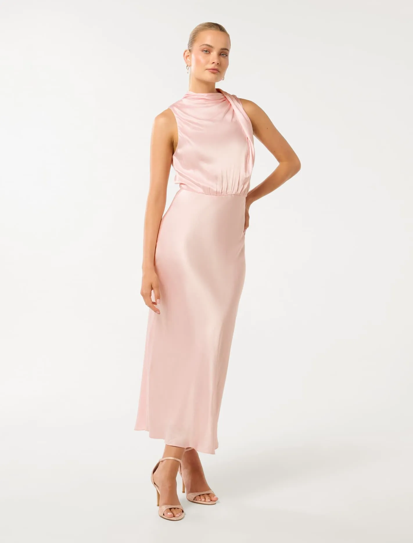 Sienna High Neck Satin Maxi Dress