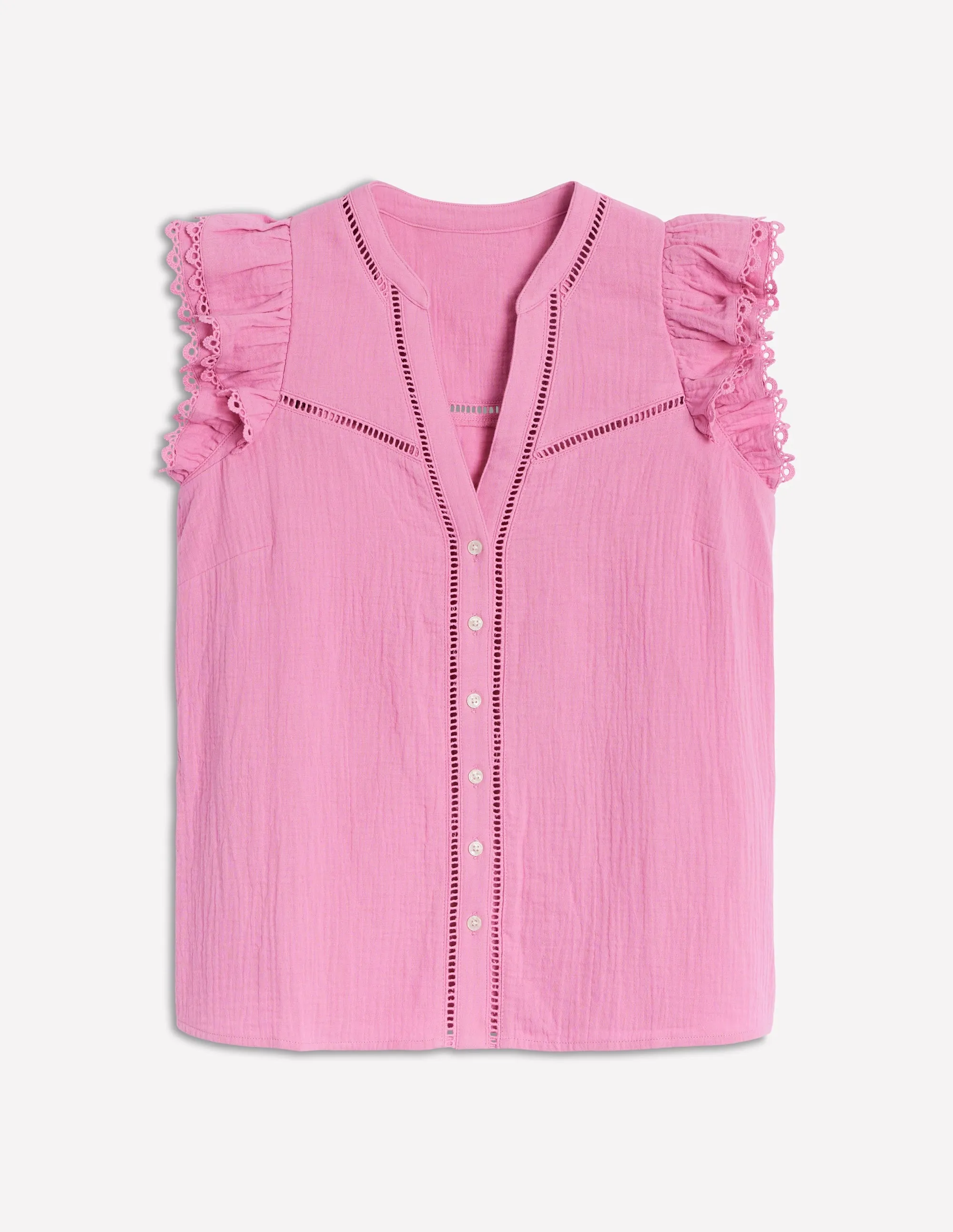 Sleeveless Double Cloth Top-Meadowsweet Pink