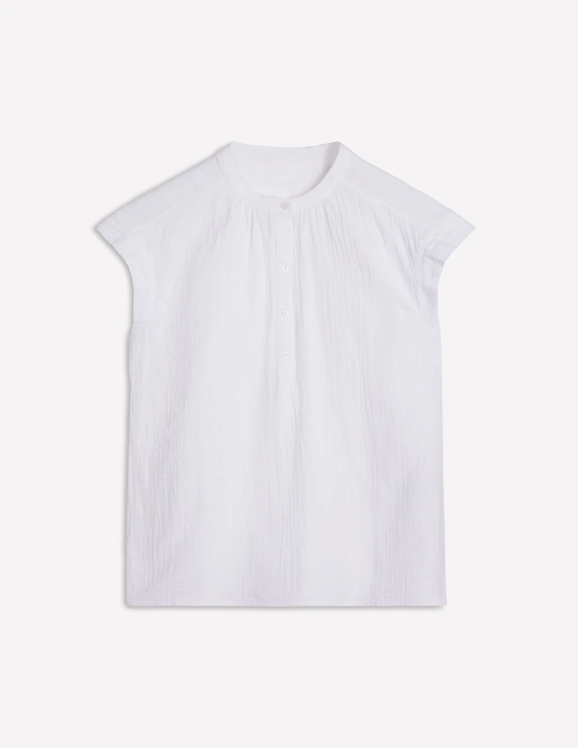 Sleeveless Double Cloth Top-White