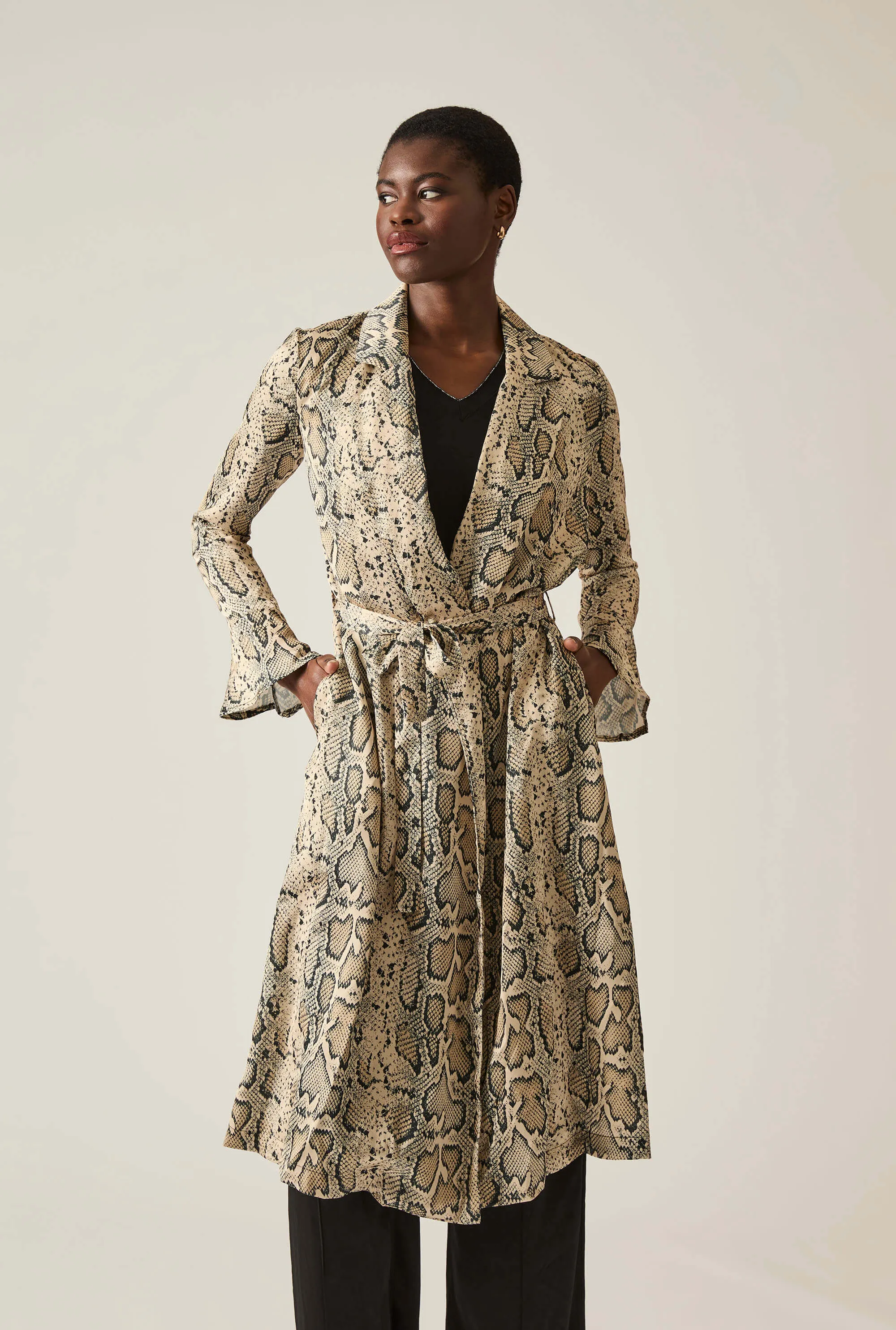 Snake Brown Wrap Dress