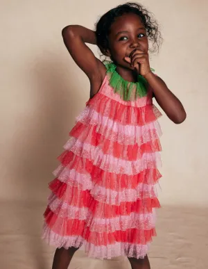 Strawberry Tulle Dress-Red/Pink