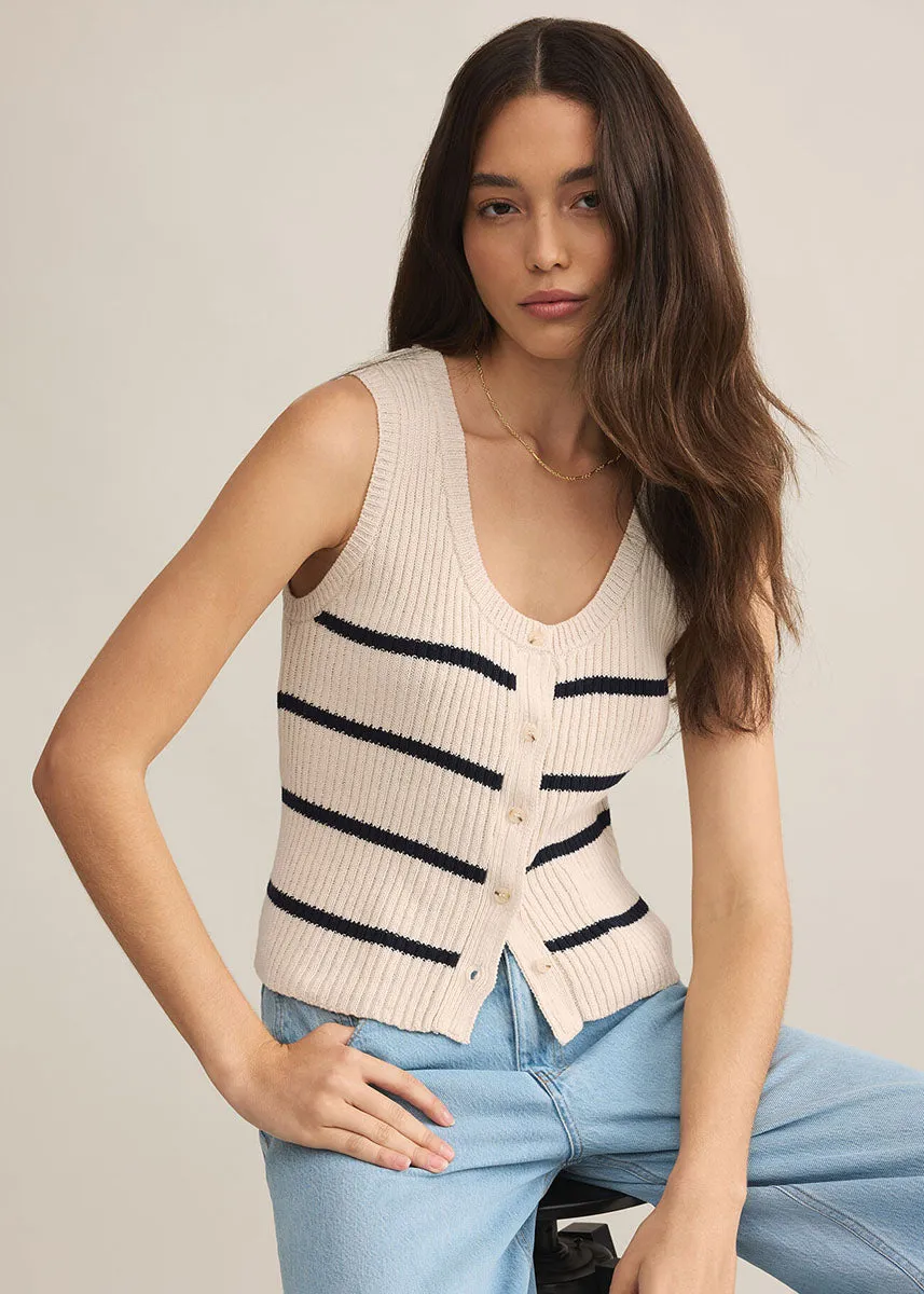 Sycamore Stripe Sweater Vest - Sea Salt