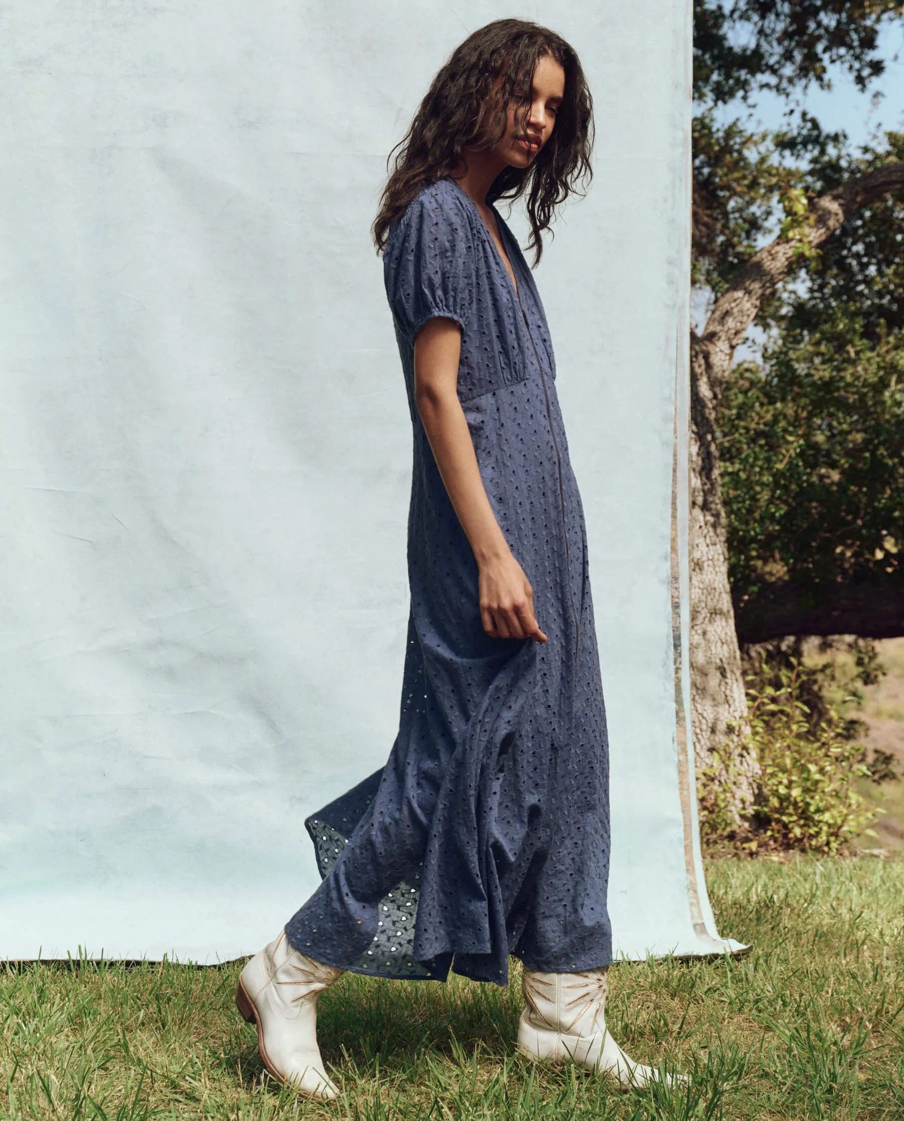The Veranda Dress. -- Riverside Blue