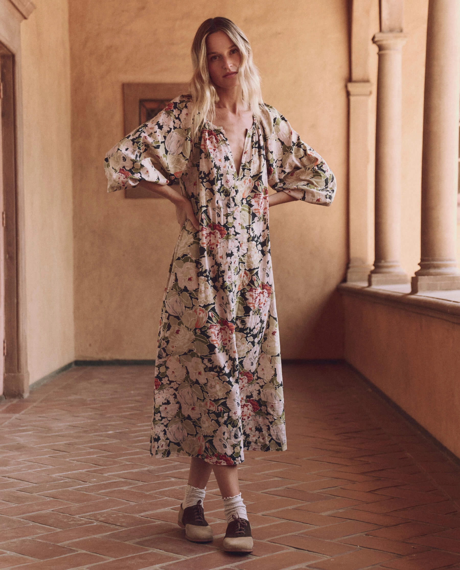 The Pampas Dress. -- Vintage Rose Print