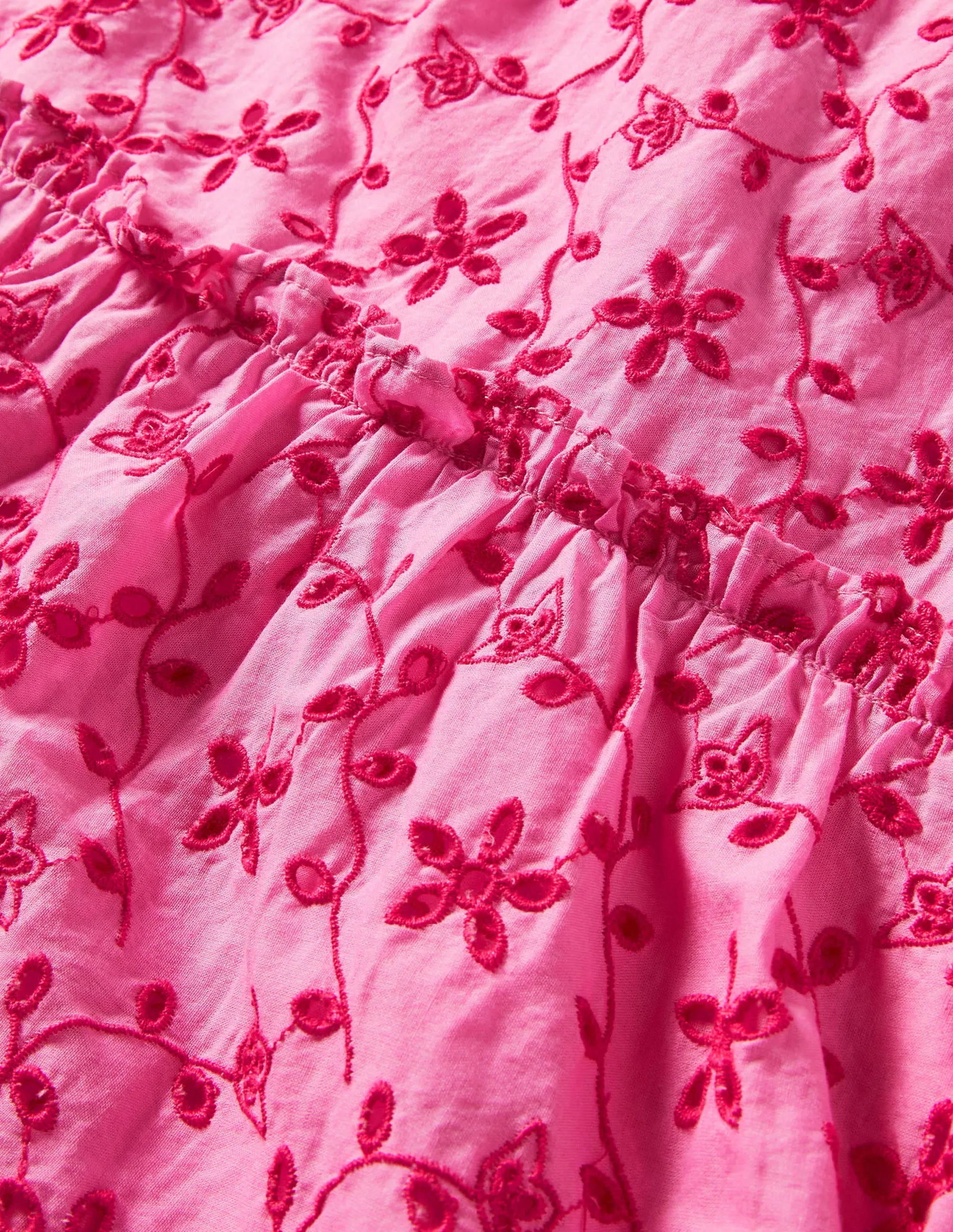 Tiered Midi Dress-Bright Petal Pink Broderie