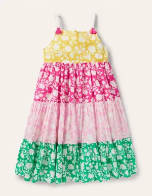 Tiered Printed Sun Dress-Multi Hotchpotch
