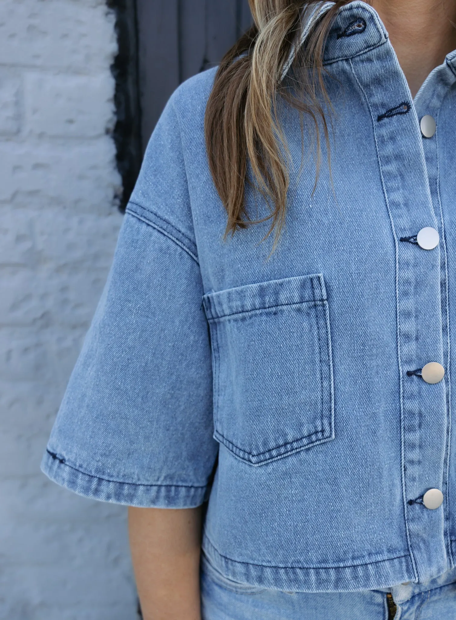 Torrence Cropped Denim Top