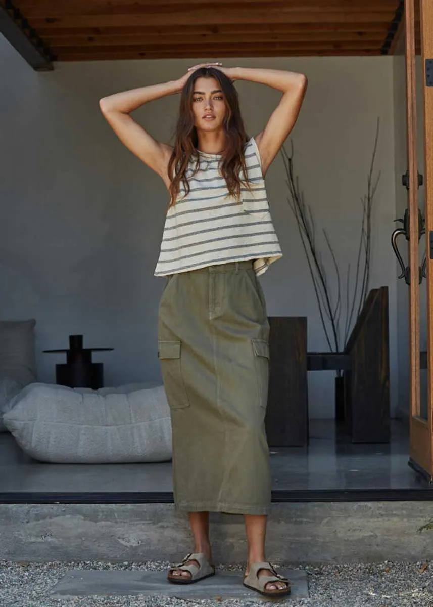 Tulum Skirt - Olive Denim