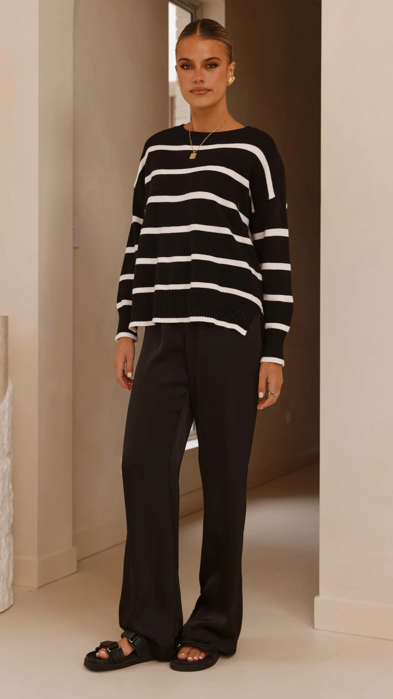 Vara Knit Jumper - Black/White Stripe