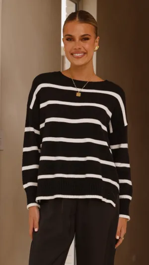 Vara Knit Jumper - Black/White Stripe