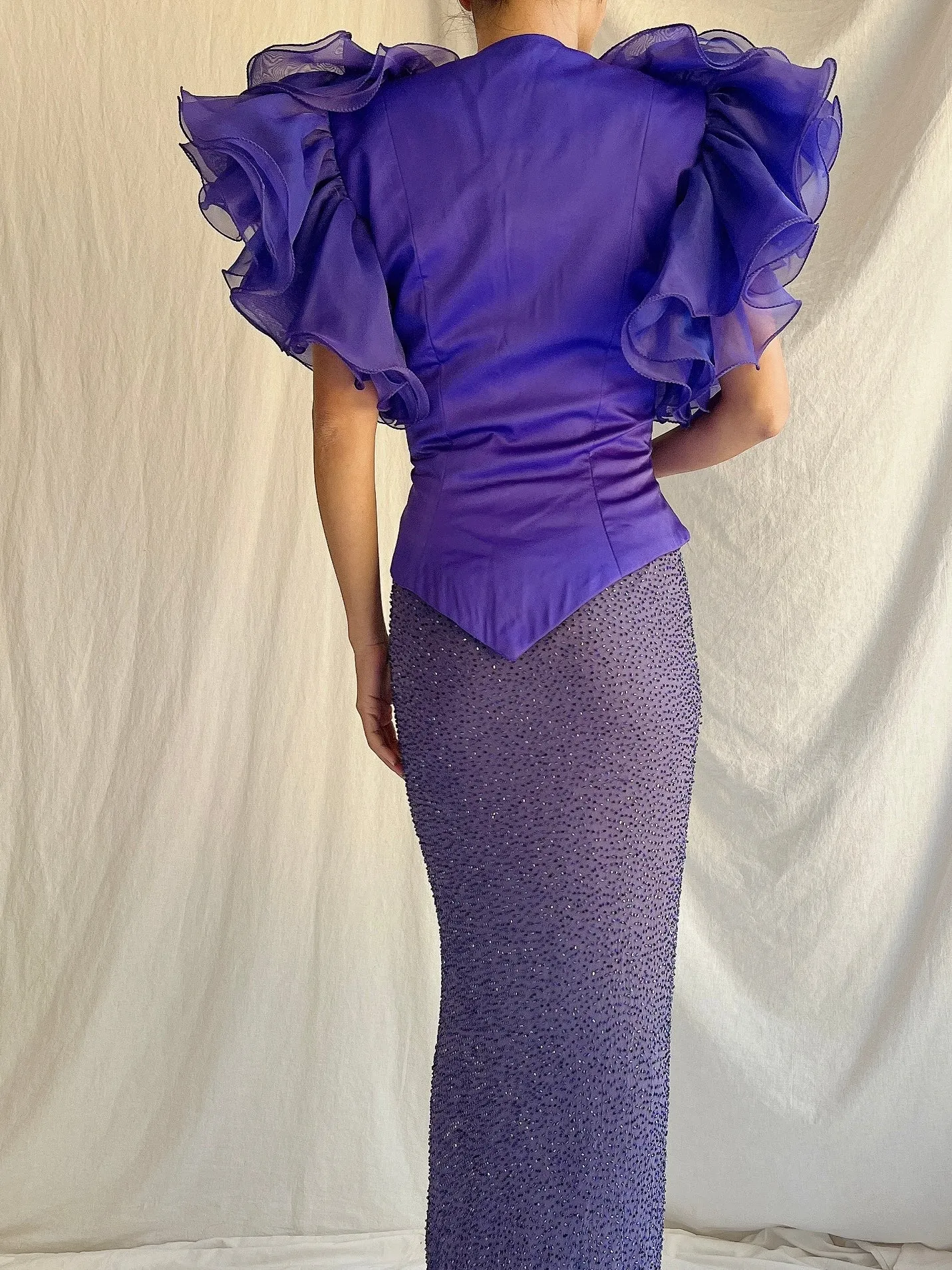 Vintage Purple Ruffled Sleeves Jacket - S/M