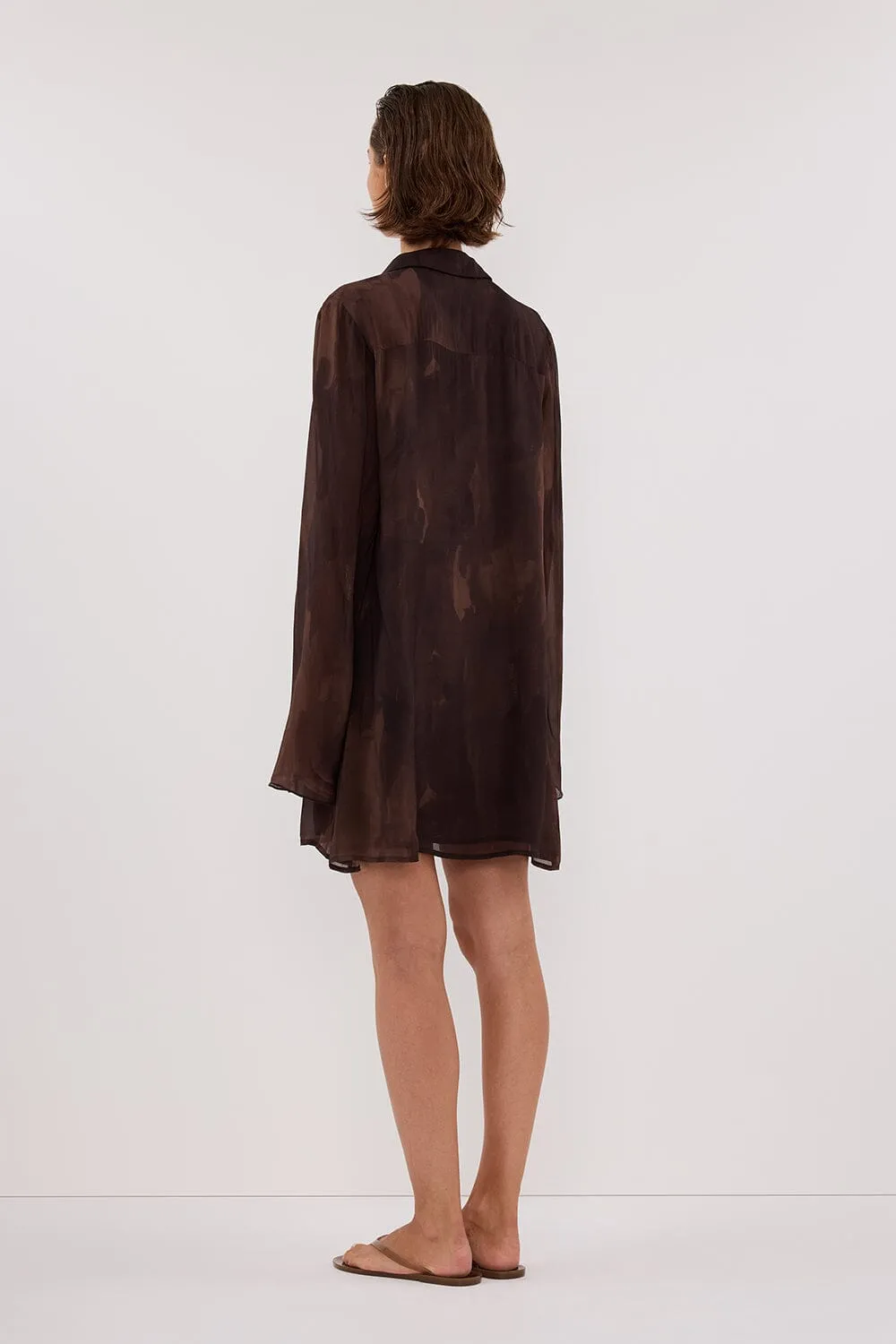 WILLOW CHOC SLEEVED MINI DRESS