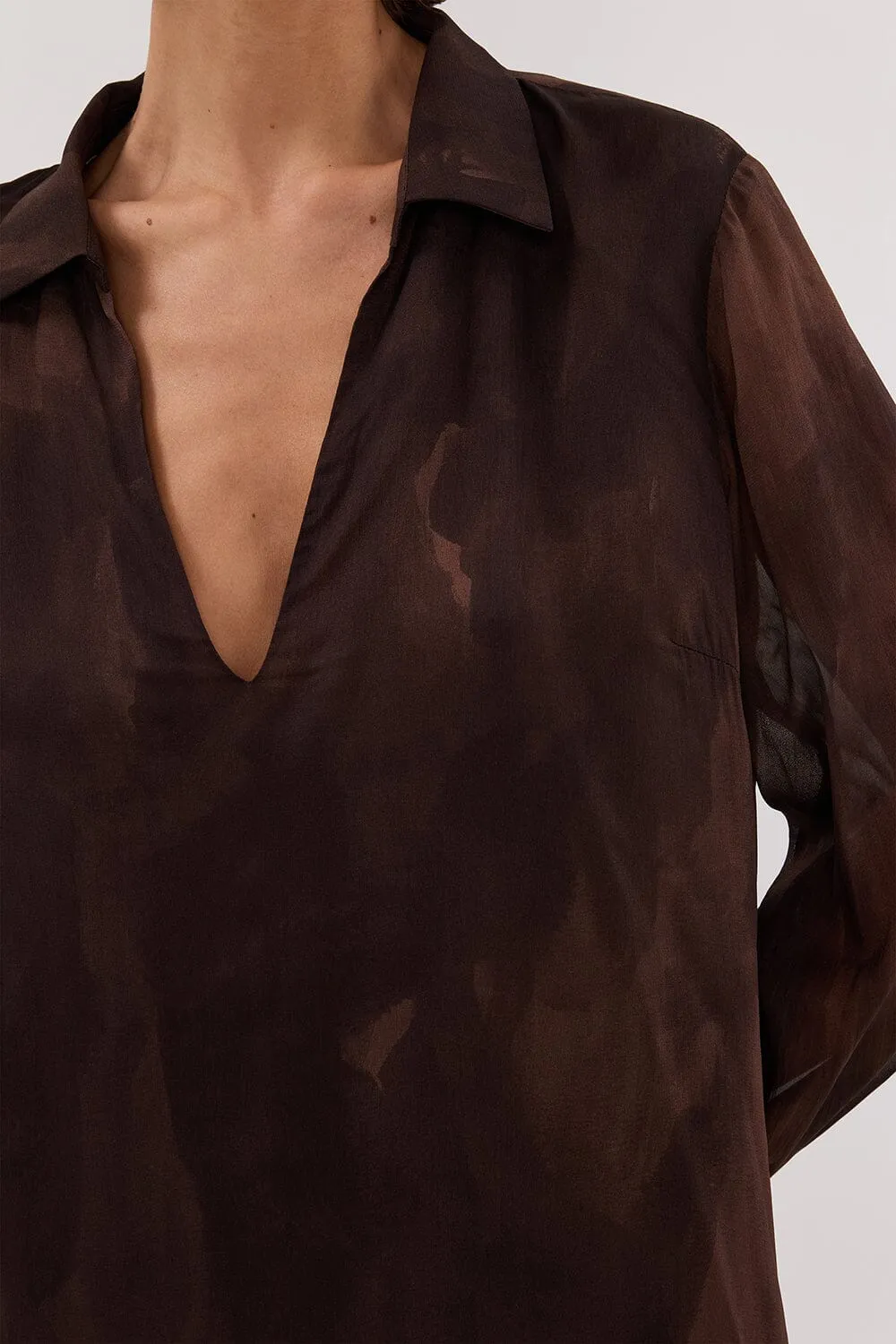 WILLOW CHOC SLEEVED MINI DRESS