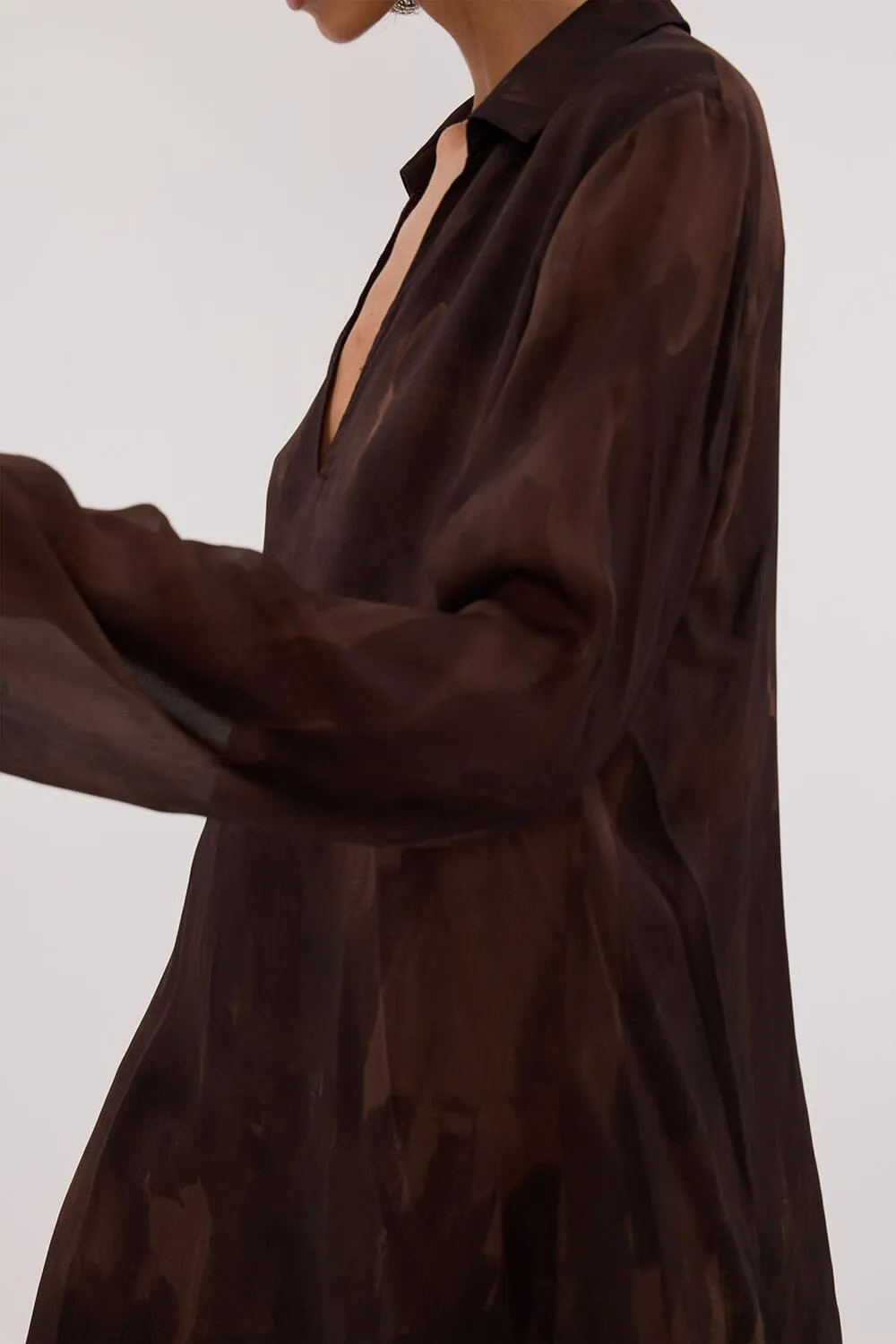 WILLOW CHOC SLEEVED MINI DRESS