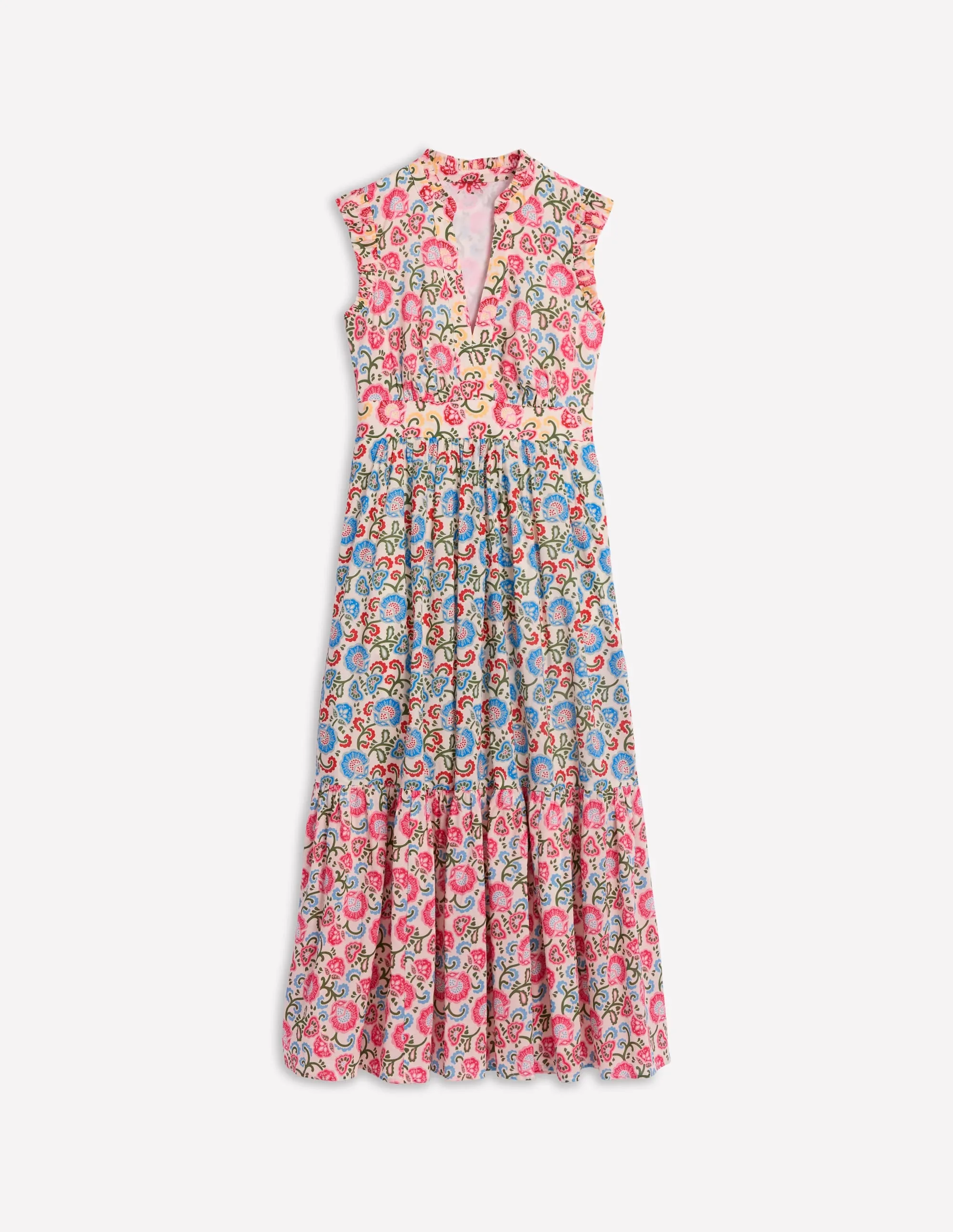 Wren Tiered Midi Dress-Ivory. Garden Vine