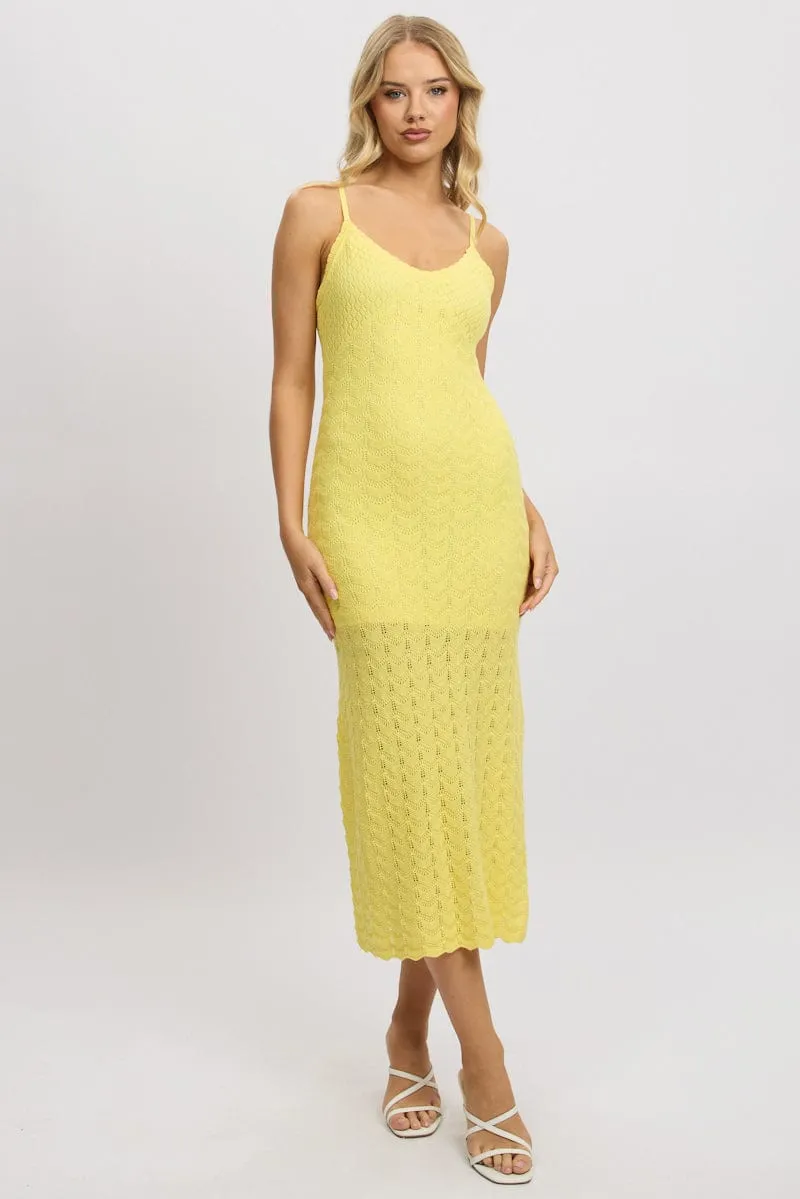 Yellow Knit Dress Singlet Midi