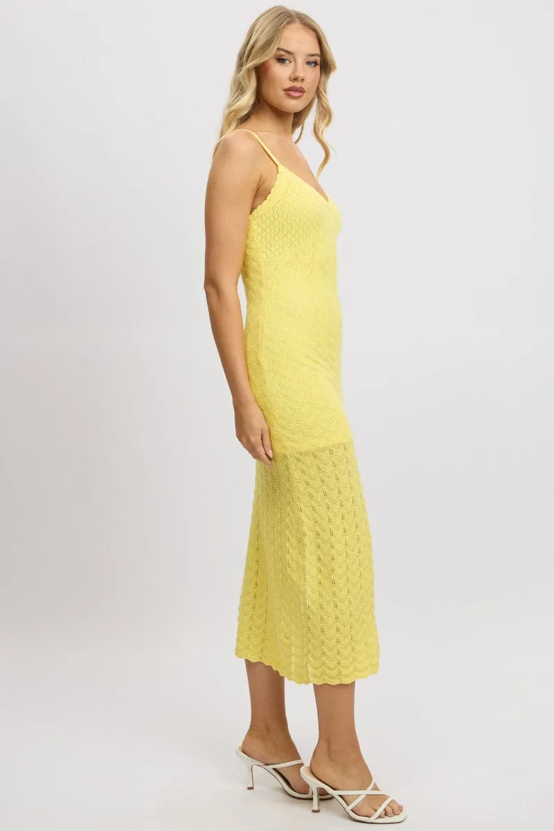 Yellow Knit Dress Singlet Midi