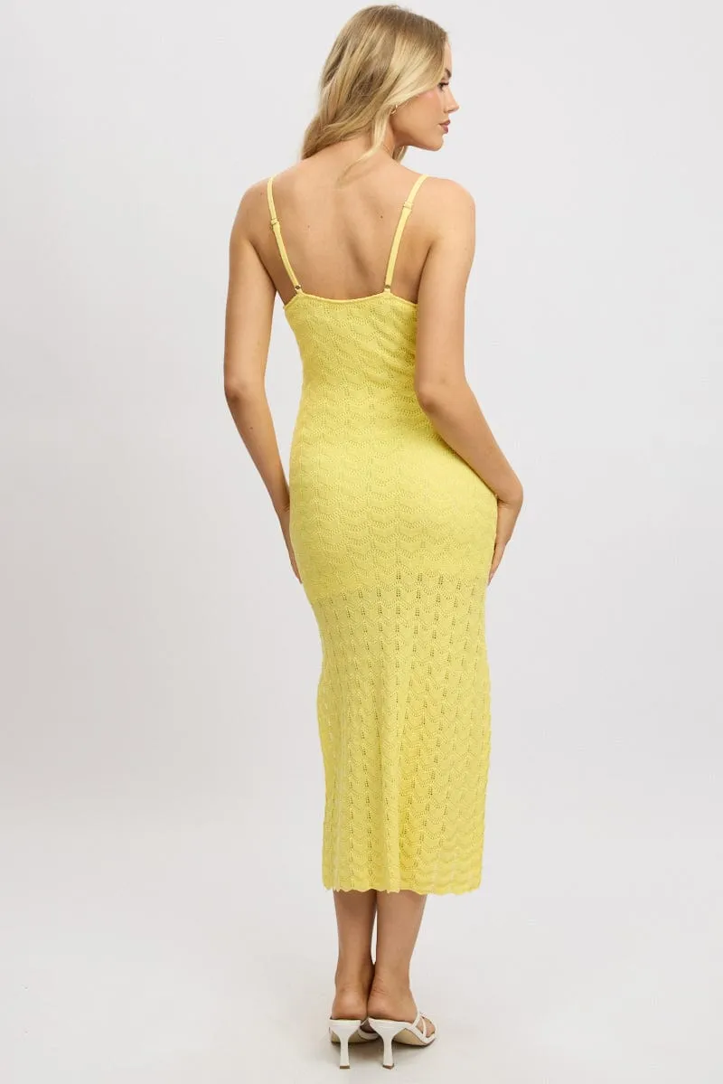 Yellow Knit Dress Singlet Midi